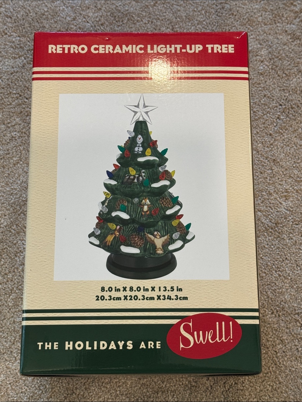 Walt Disney Swell  Green Retro Ceramic Light-Up Christmas Tree